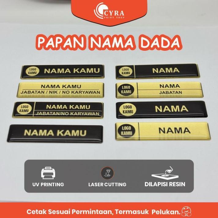 Papan Nama Dada Akrilik NameTag Dada Kuningan Resin Name Tag Custom