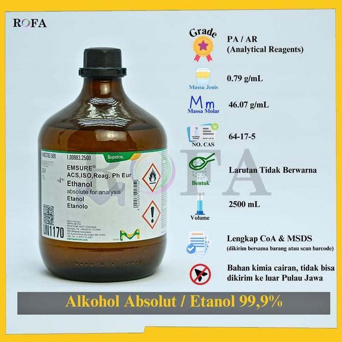 Med- Alkohol Absolut / Etanol / Ethanol / Etil Alkohol / Ethyl Alcohol / C2H5Oh 99.9 Pro Analisis 25