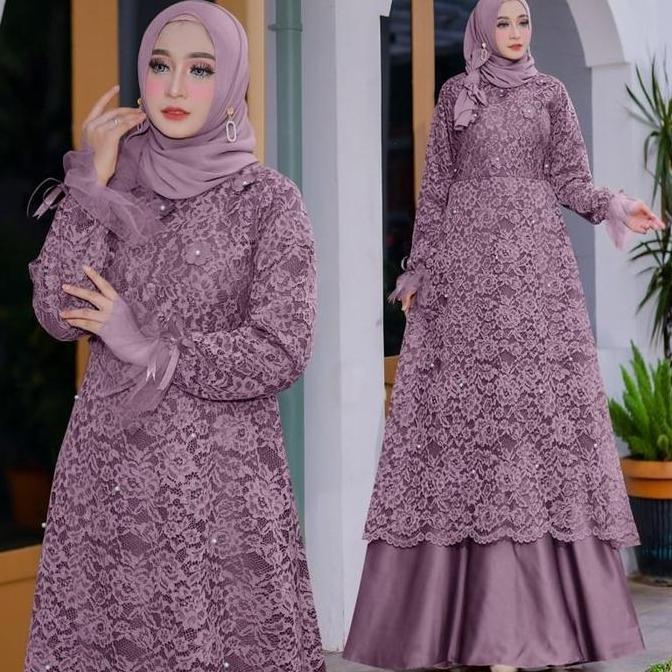 Khza- Bellona Baju Gamis Full Brukat Gamis Brukat /Ukuran S-M , L , Xl , Xxl / Gamis Brukat Kondanga