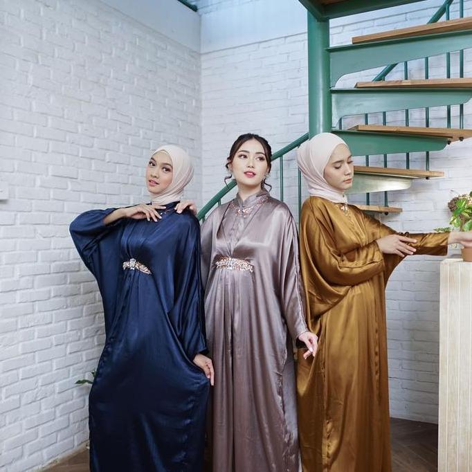 Khza- Missnomi - Khaleeda Kaftan - Kaftan Gamis - Kaftan Lebaran - Kaftan Nita Muslim Panjang Silk P