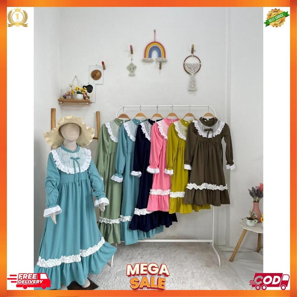 Terlaris Gamis Anak Dixie Brukat Smlxl Baby.Cloth Untuk Umur 3-14Tahun Muslim  Remaja  Tanggung  Cew