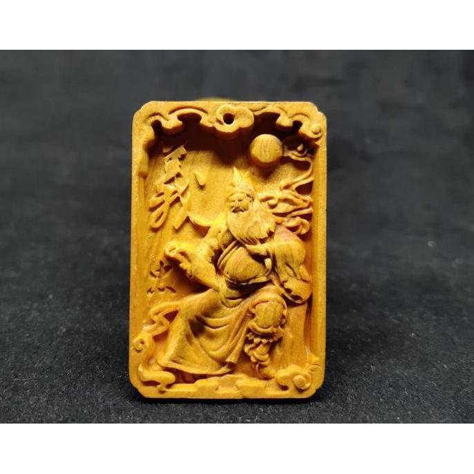 Liontin Kayu Boxwood Ukiran Kwan Kong HQ 10