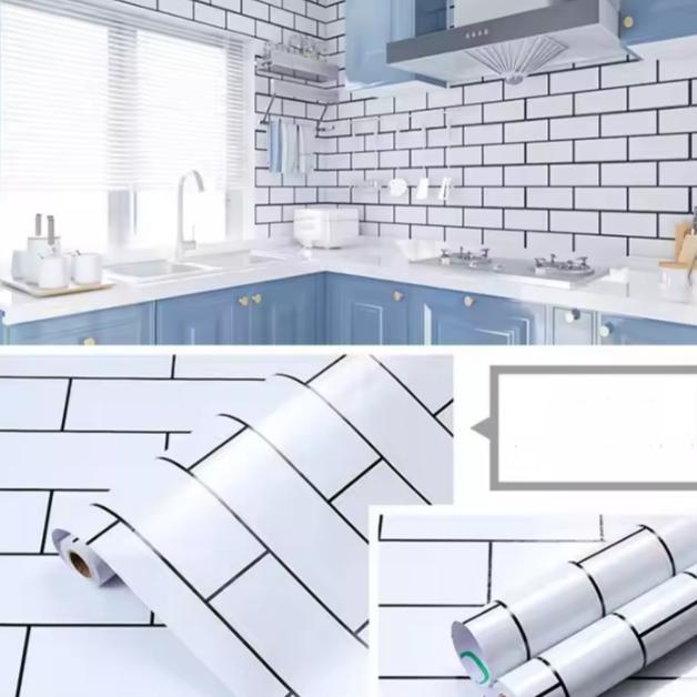 Stiker Dapur Anti Panas  Glosy Marmer Putih - Wallstiker Dapur Glossy Anti Air Anti Minyak