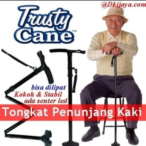 Tongkat Penunjang Kaki Alat Bantu Jalan Manula + Senter Led
