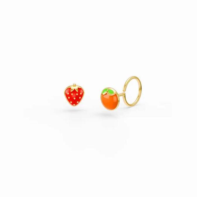 LITTLETHINGSHEWEAR Anting Emas Bayi Fruit Loop End - Emas 17 Karat untuk Newborn