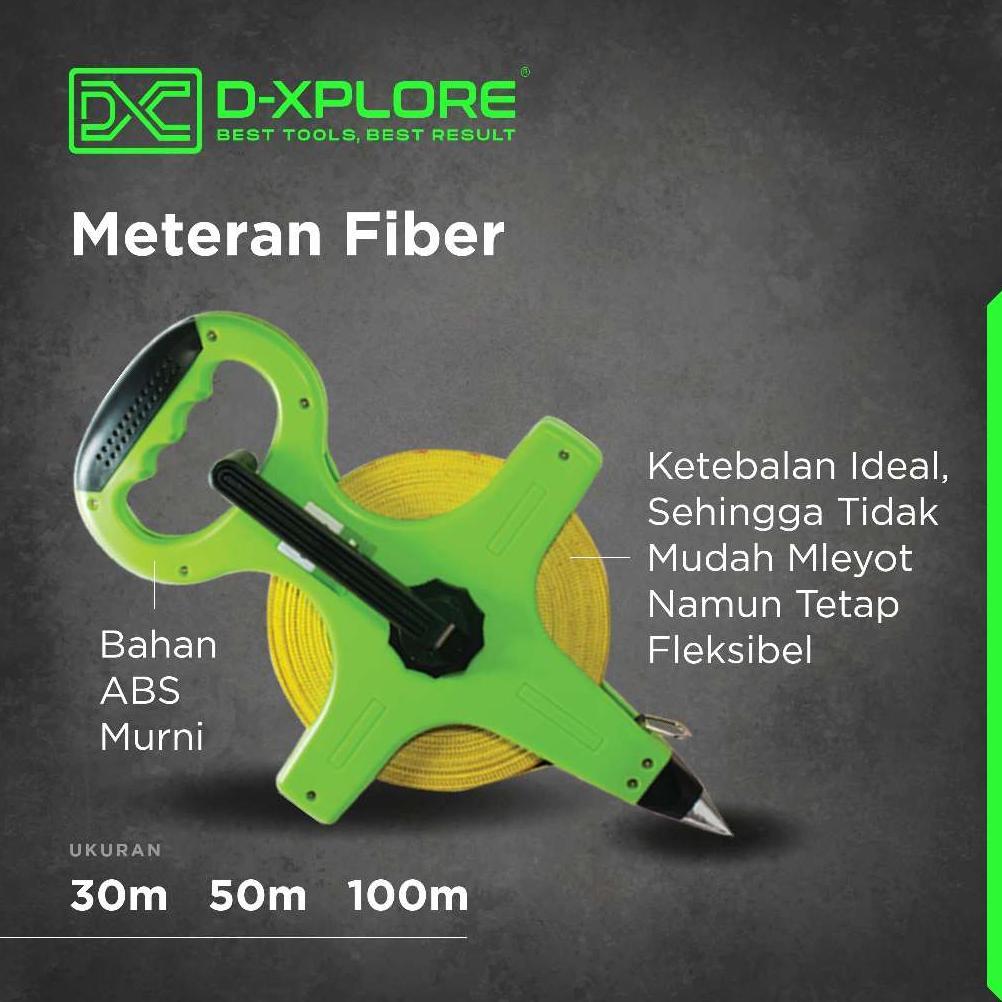 D-XPLORE METERAN ROLL / METERAN TANCAP TANAH / METERAN GULUNG FIBER  30M 50M 100M MEASURING TAPE
