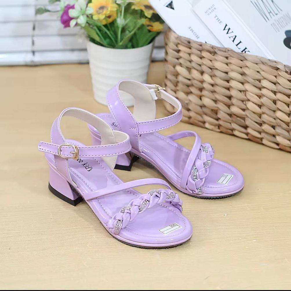 Diskon Sandal Anak Perempuan Hak Tahu 3Cm Model Kepang Belian // Sandal Hak Kaca Anak Perempuan