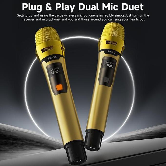 1dozzketer - Jasoz Wireless Dual Microphone Mic Bluetooth Karaoke Untuk Wireless Vlog Live Streaming
