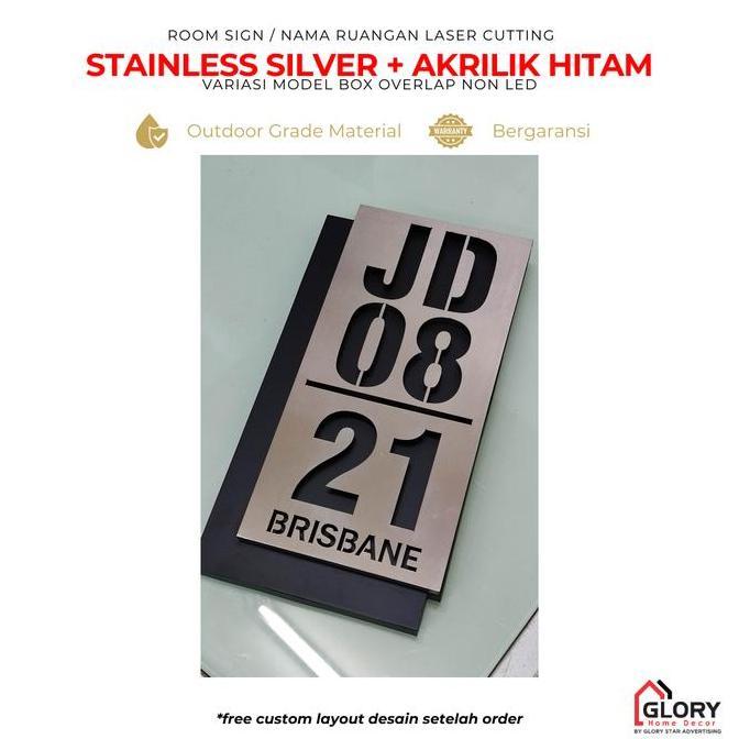 BEBAS ONGKIR - Nomor Rumah Timbul Stainless & Galvanil
