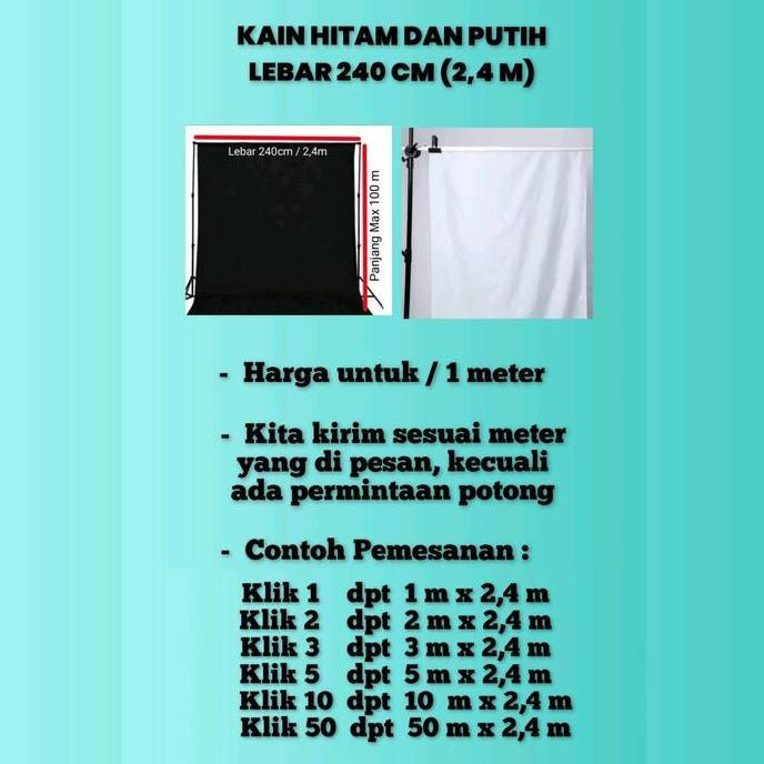 Rikawanti34 - Kain Hitam Polos Meteran Lebar 240cm / Kain Hitam Background / Kain Penutup