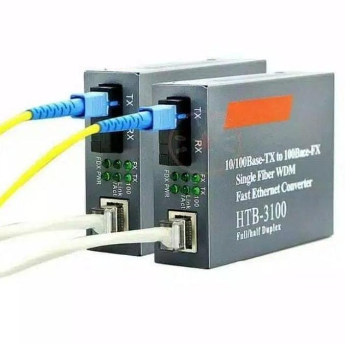 Netlink HTB3100 AB HTB 3100 Media Konverter Fiber Optik Single Mode HTB-3100 Sepasang