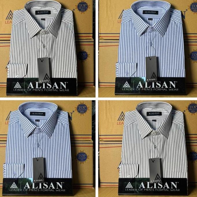 Kemeja Alisan Salur Garis Reguler Lengan Panjang