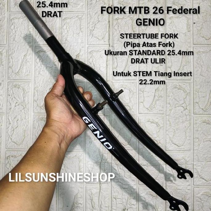 Ready Fork Sepeda 26 Federal Jadul GENIO Garpu Pipa Steertube Standard DRAT ULIR 25.4mm Untuk Stem T