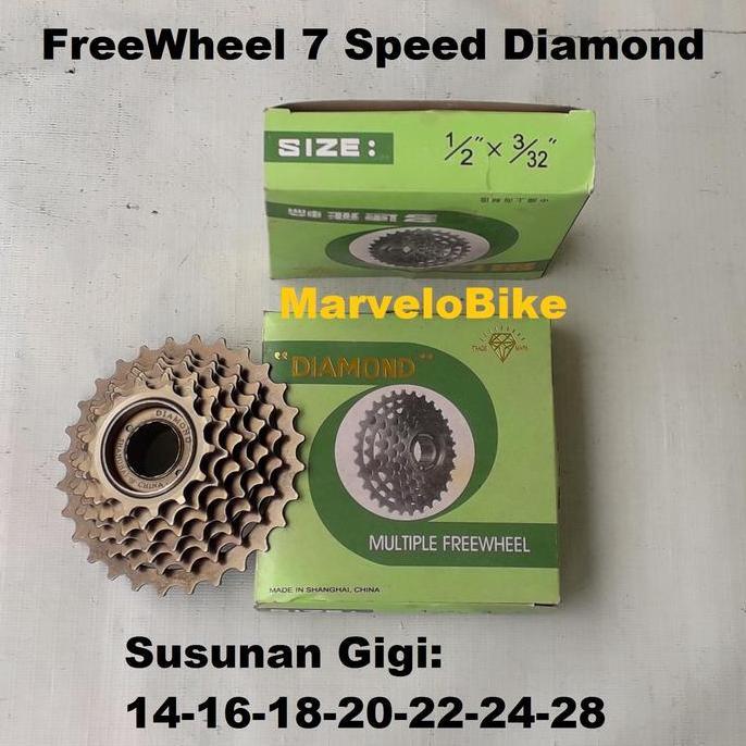 Ready Sproket FreeWheel Sepeda 7 Speed Diamond Drat Ulir