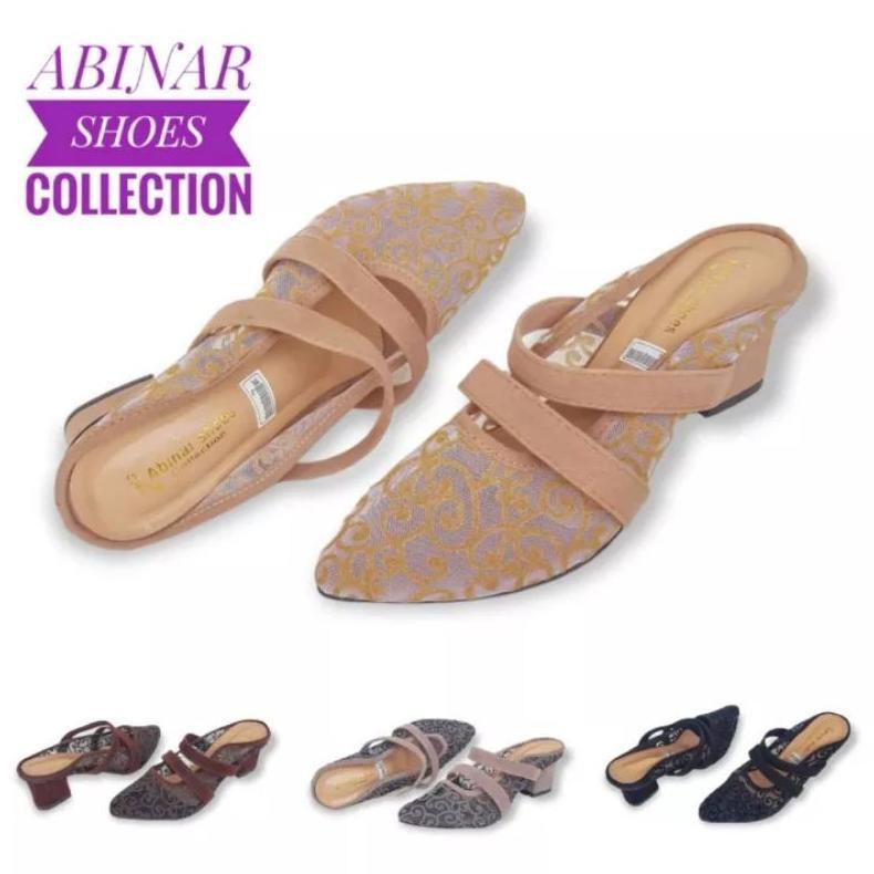 Best Seller Sandal High Heels Pesta Brukat Apollo 5Cm Sandal Brukat  Flat Wanita Hak Tahu Sandal Wed