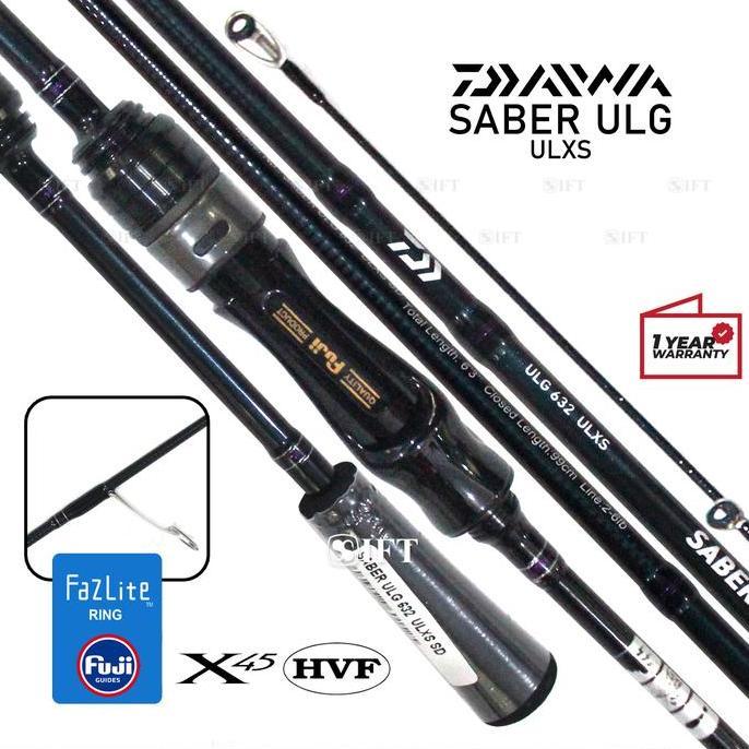Joran UL DAIWA SABER ULG 632 722 U LXS | Fuji Fazlite + Seat + X45 HVF Blank | Ultralight Casting Ul