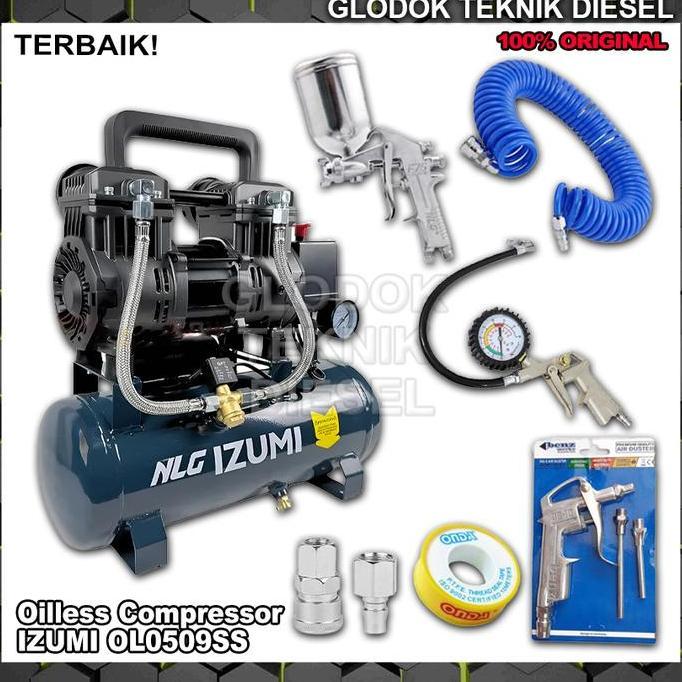 Kompresor Angin Oiless 9L Izumi Ol0509Ss Listrik Nlg 450W / Kompresor Tanpa Oli Air Compressor Udara
