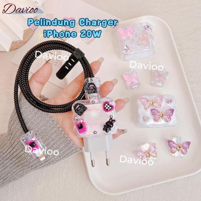 Turismen90 - Pelindung Charger FOR IPHONE 20W |Set 5 Item Paket Cover Pelindung Kepala Charger & Kab