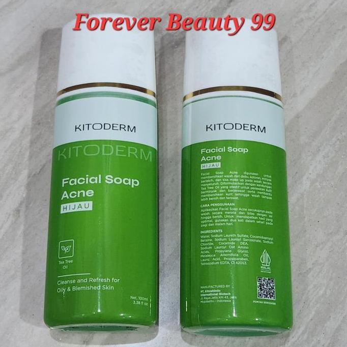 Gloww- Kitoderm Facial Soap Acne Tea Tree Oil (Hijau) - Sabun Muka Jerat