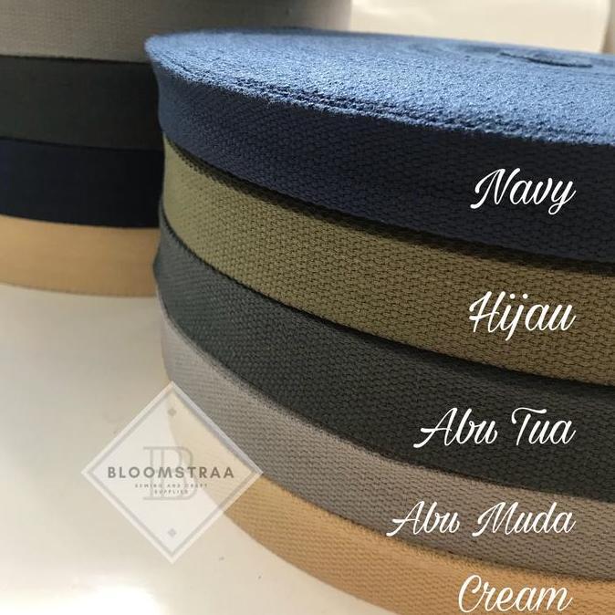 Webbing katun Import 2.5cm (5 Meter) 25mm cotton webbing impor 2.5