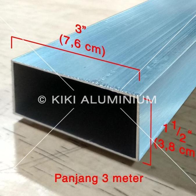 Big- Hollow Kotak Aluminium Untuk Jidar Plesteran / Acian - Beda Sisi - Ukuran Luar 3,8 Cm X 7,6 Cm 