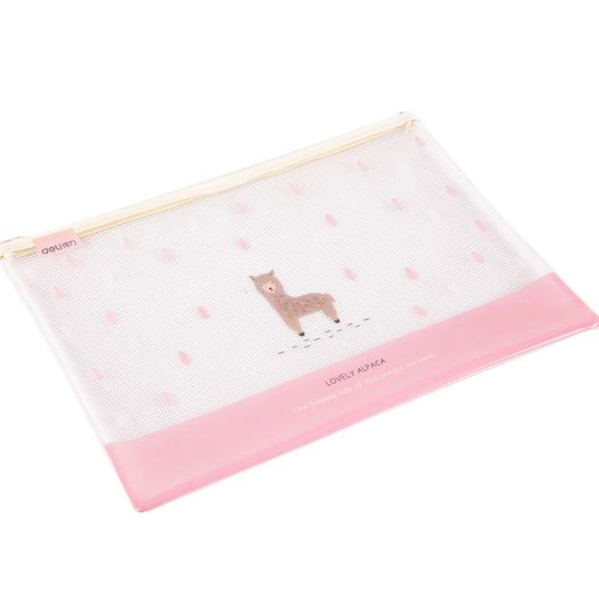 Deli Transparent Mesh Zipper Bag Map Tas Resleting Jala Ukuran A5 5992 Plastik Stationery