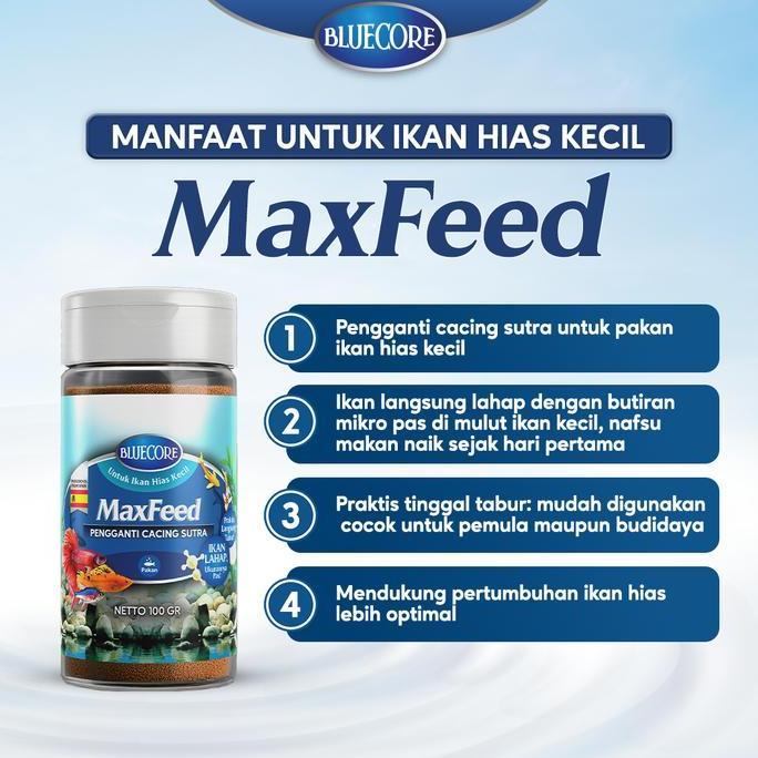 BlueCore Maxfeed Pakan Burayak Ikan penghemat cacing sutera untuk penggemuk ikan dan perangsang ikan