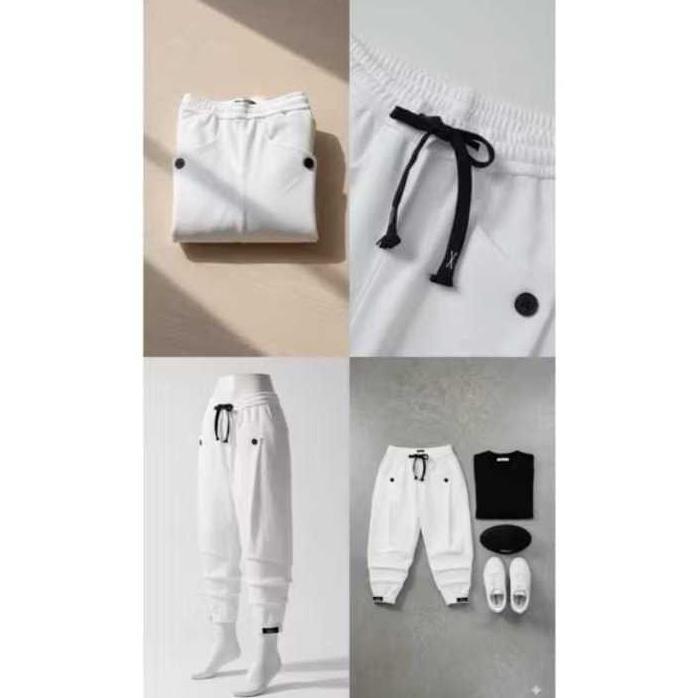 VALUE PACK Celana Jogger Pria Wanita Celana Olahraga Jogger Pants Trendy Putih Polos Terbaru  JUMBO 