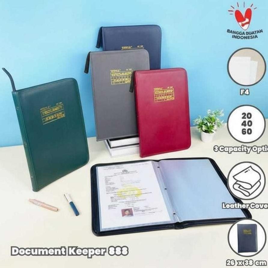 Map Dokumen Keeper Resleting Anti Air Kulit / Topla Map Document Keeper F4 (Folio)