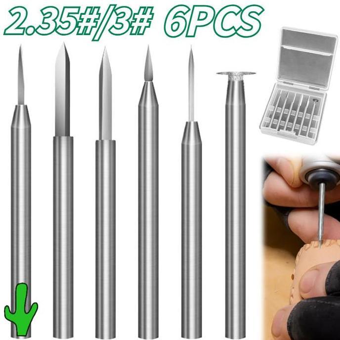 RGPOTZ 6PCS Mata Bor Ukir Kayu 2,35MM 3MM Untuk Alat Putar Mata Bor Kayu Kecil Kualitas Tinggi Mata 