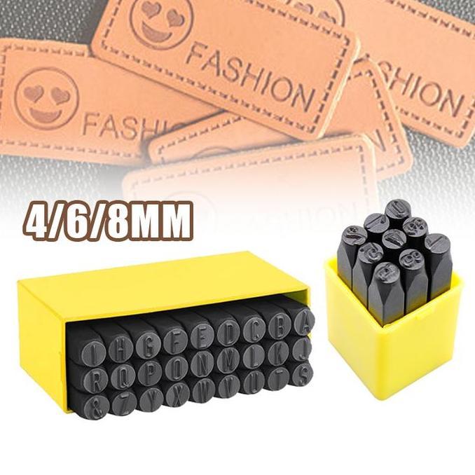 COLOCAS 36pcs Paket Alat Ketok Huruf Dan Angka Nomor Angka Dan Huruf Ketok Besi Ukuran 4mm 6mm 8mm A
