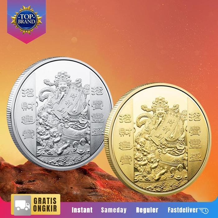 Koin Keberuntungan 4Cm Koin Feng Shui Souvenir Gold Coin Feng Shui Dewa Rejeki Feng Shui Original