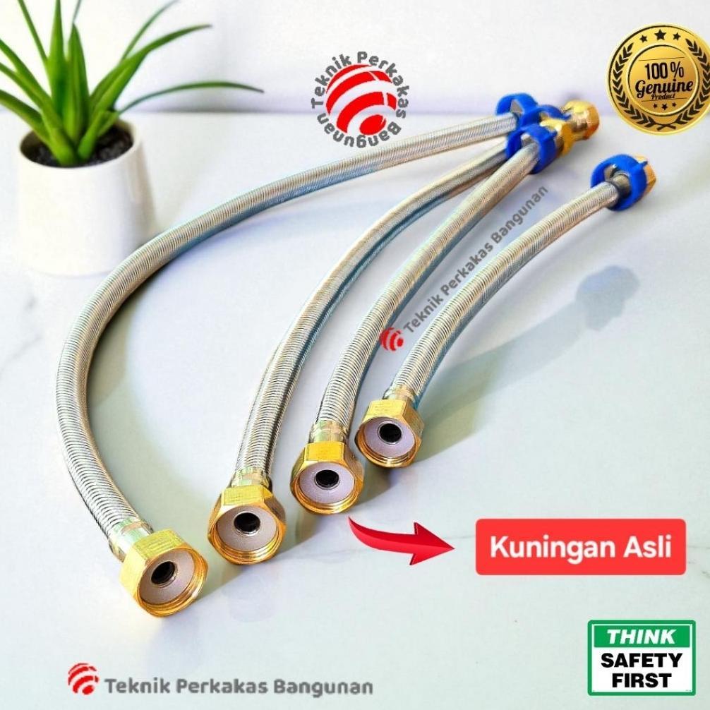 HOT Selang fleksibel flexible hose anyam stainless  kepala mur drat kuningan asli wastafel closet wa