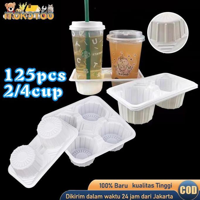 CABBALUS 2 Cup / 4 Cup Tray Paper Drink Holder 125pcs Tatakan Minuman Plastik Drink Tray Take Away P
