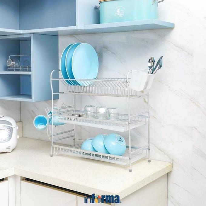 Informa Valco Rak Piring 3 Tingkat Pengering Piring Tempat Piring Organizer Dapur Wadah Rak