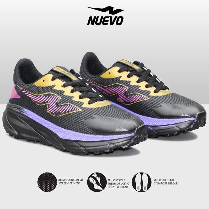 Run- Nuevo - Sepatu Olahraga Sneakers Running Crosspeed Hitam Sport Shoes Lari Pria Outdoor