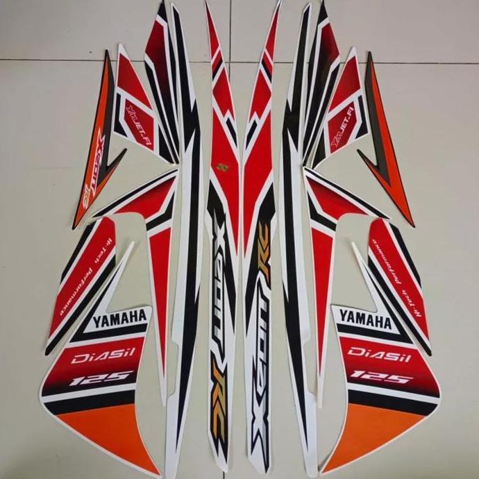 stiker striping yamaha xeon rc 2013 putih orange lis body original