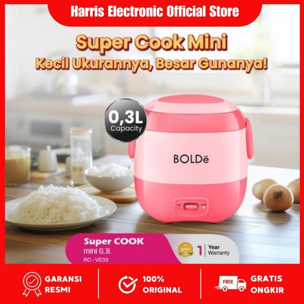 Hot Deals Bolde Super Cook Mini 0.3 Liter Magic Com Travel Mini Anti Lengket