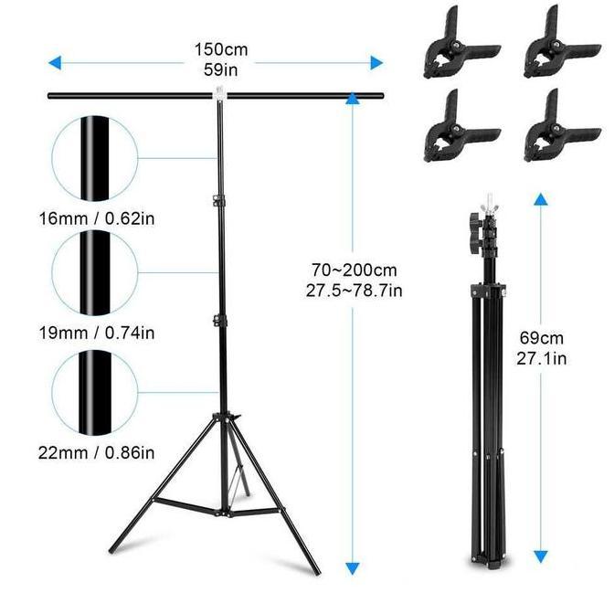 Tripod Background Bracket Stand Backdrop Studio 150x200cm Green Screen