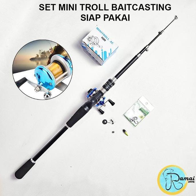 NEW 1 Set Alat Pancing Mini Trolling Baitcasting 8-16 Lbs