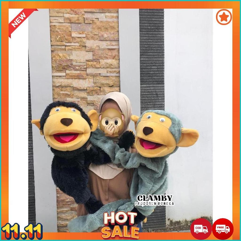 Boneka Dongeng Monyet Jumbo Hand Muppet Ventriloquist  Monyet Boneka Edukasi 1 Meter [J6]