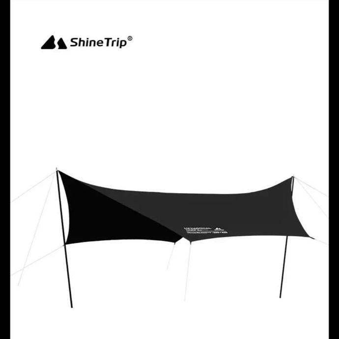 SHINETRIP HEXAGONAL BLACK VYNIL AWNING FLYSHEET SHELTER TENT OUTDOOR KAIN ANTIAIR LUAR RUANGAN BERKE