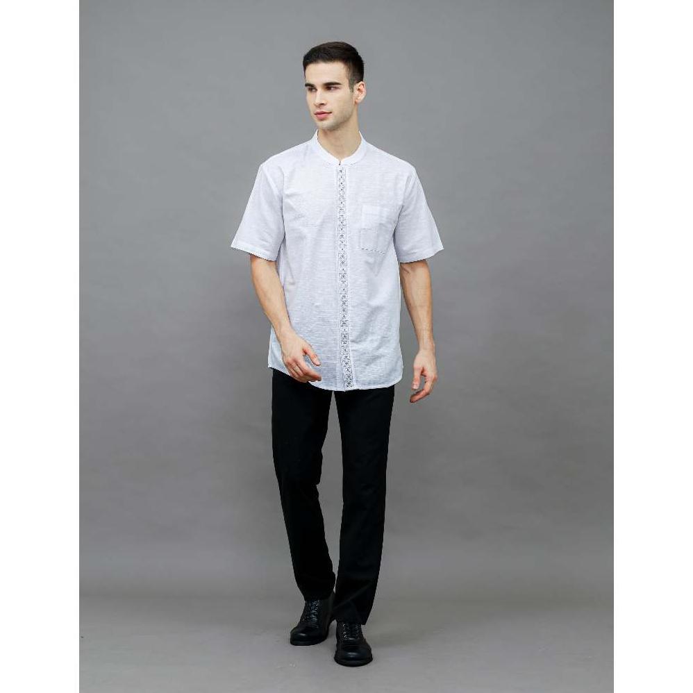 big promo loa studios - baju koko kemeja bordir lengan pendek pria putih - dalil