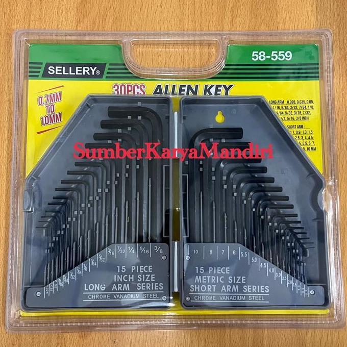 Ready Kunci L Set Inch & MM Sellery 15pcs ( 0,028"-3/8" & 0,7MM-10MM)