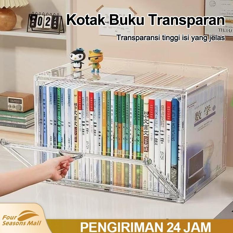 [Four Seasons Mall]Book Storage Transparent Acrylic Box Desktop Bookshelf Book Storage Cabinet Kotak
