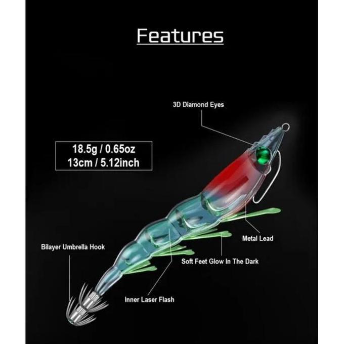 AQUASITE TRAPMAN UMPAN PANCING CUMI MANCING CUMI SOTONG SQUID LURE BENTUK UDANG BIONIK RDM27