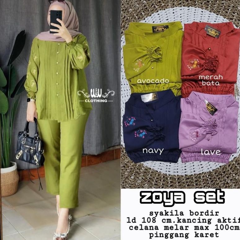 TERBARU ZOYA LD 110 & XXL LD 130 JUMBO ONE SET BORDIR CRINGKEL AIRFLOW / SETELAN BORDIR