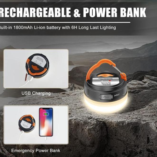 Lampu Tenda Camping Charge Lantern Led Usb With Powerbank Sistem Rechargeable Hiking Lamp 3 E Cahaya