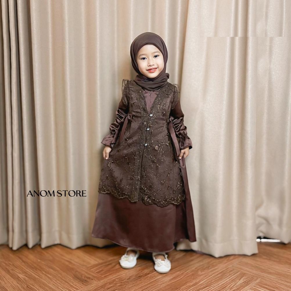 New Deals Jasmine Dress Anak By Anomstore - Gamis Kids Anak 1 - 9 Tahun Satin Silk Brokat Semi Outer
