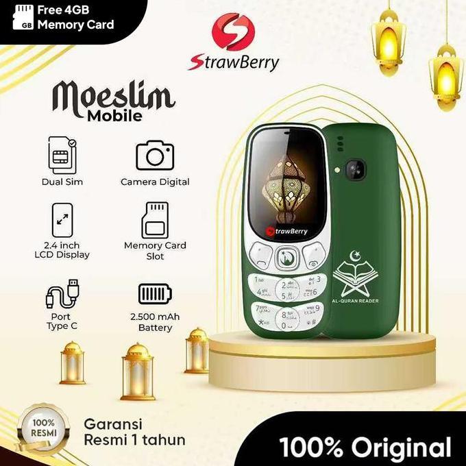 Berosa_shop - [GRATIS 4GB MEMORY CARD] StrawBerry MOESLIM HP Murah Bisa Dengar Surat Al - Qur'an Cam